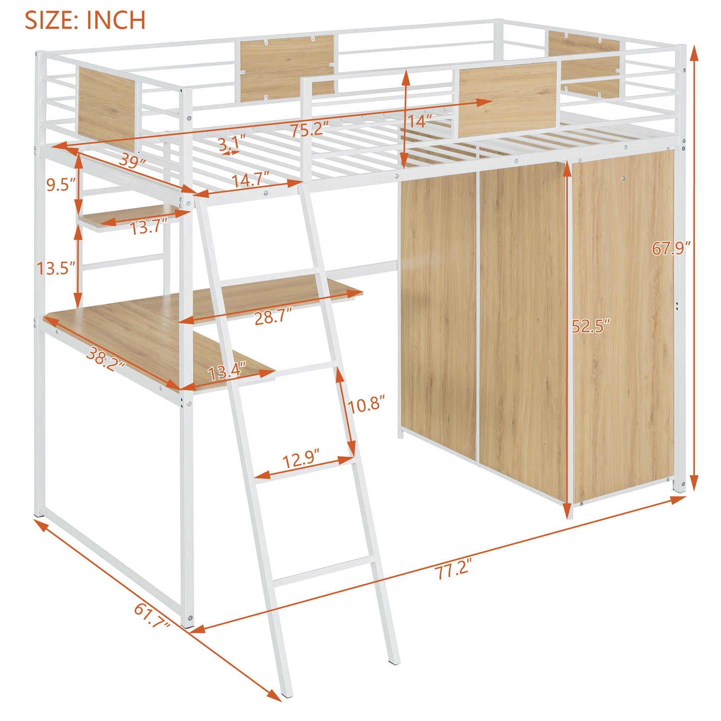 Loft Bed With L Shape Desk And Wardrobe