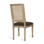 French Country Dining Chair With Rectangular Cane Backrest And Smooth Upholstered Seating