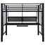 Ranier - Full Workstation Loft Bed, Full Length Desk, Safety Rails And Storage Shelves - Black