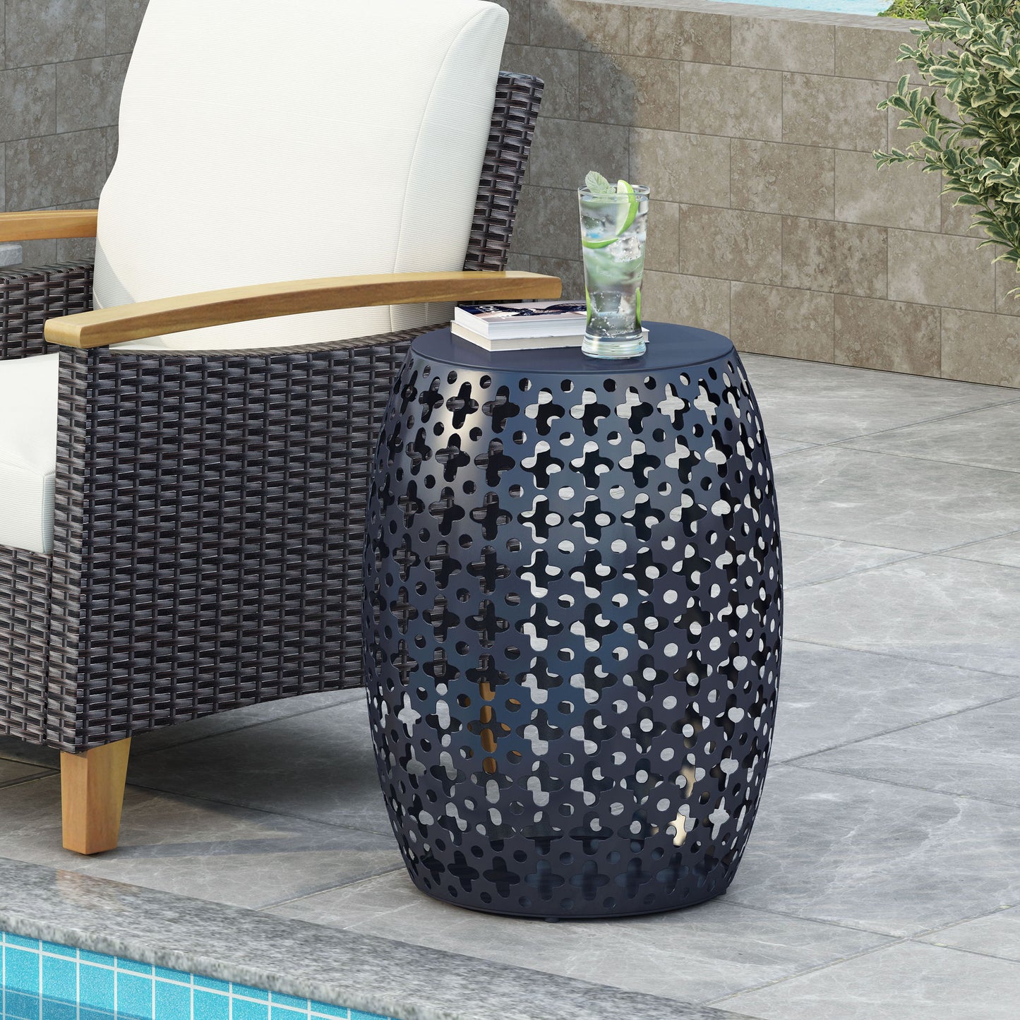 Modern Design, Metal End Table, Large