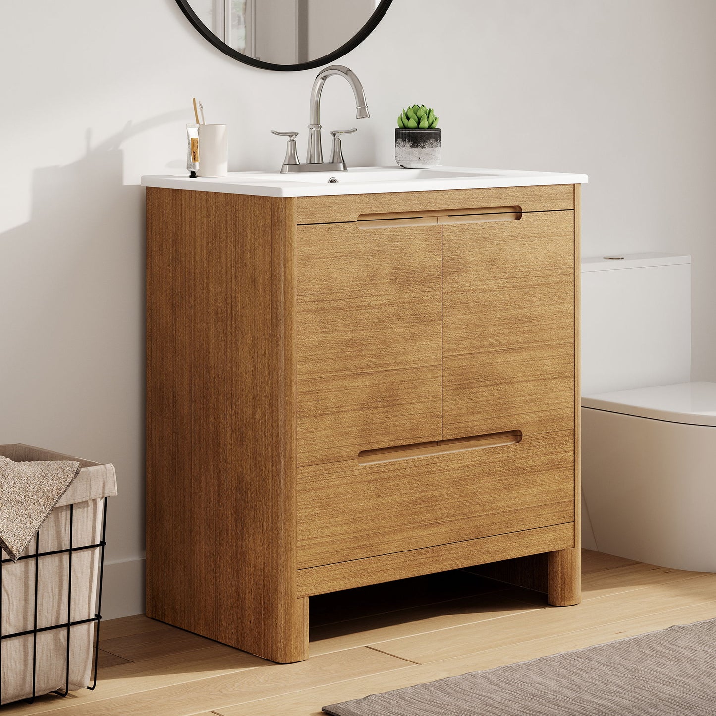 Softened Modern Bathroom Vanity With Sink
