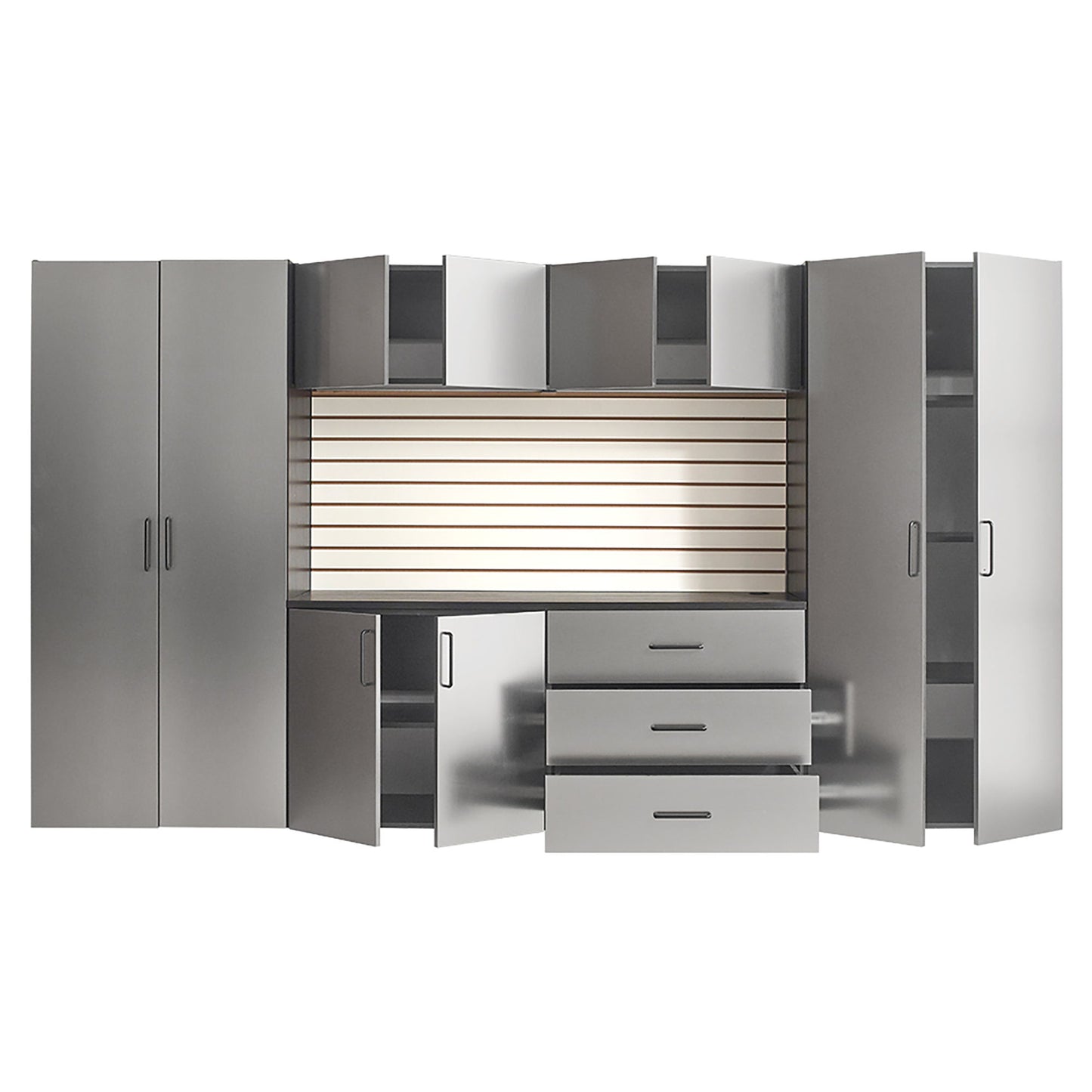 Astro Series - Garage Cabinet Set A With Soft Closing Drawers - Metallic Gray