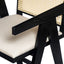 Woven Cane Plastic Backrest Bar Stool Foam Padded Fabric Seat & Durable Rubberwood Frame - Cream Gray