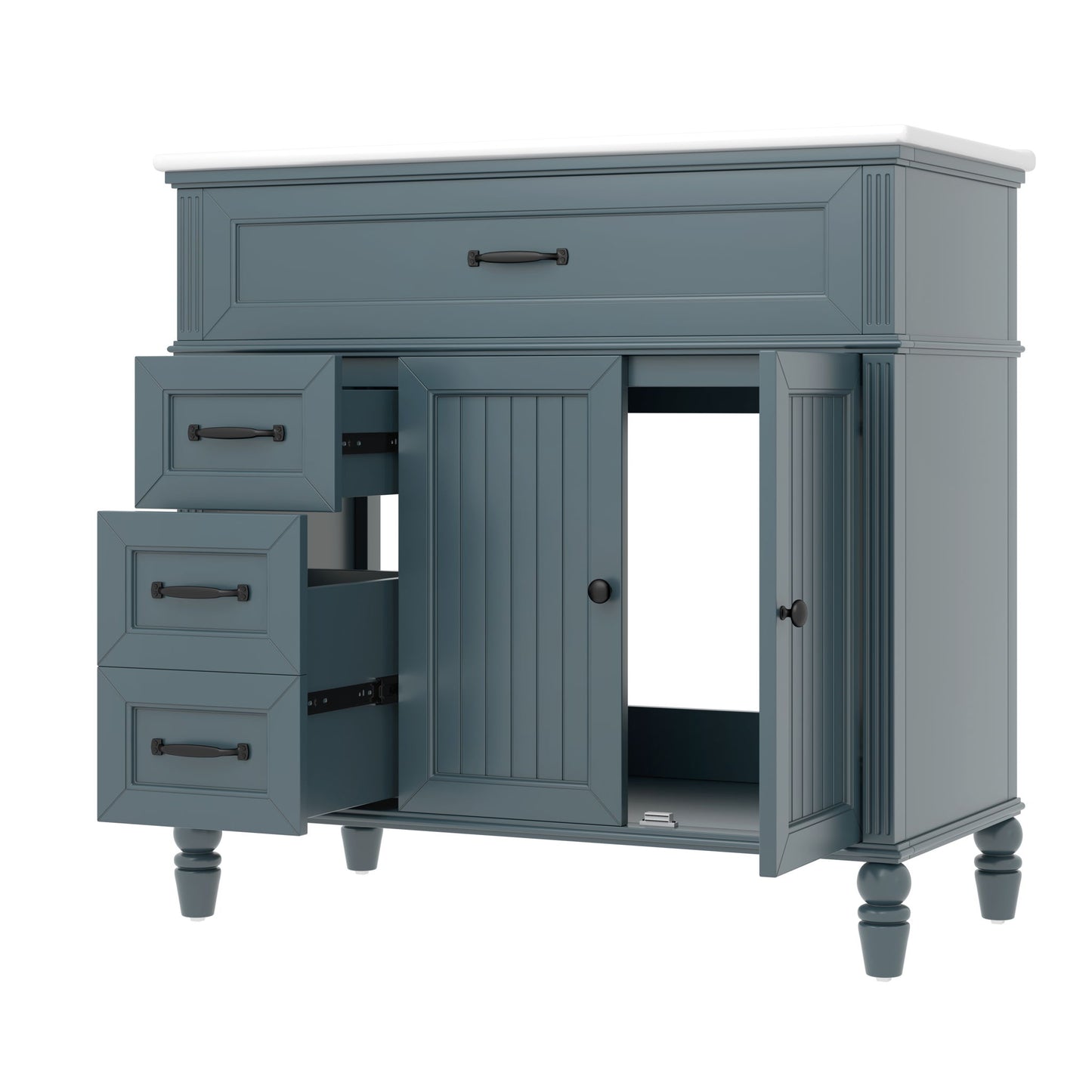 Bathroom Vanity With Sink, 2 Doors 2 Drawers, Freestanding Design