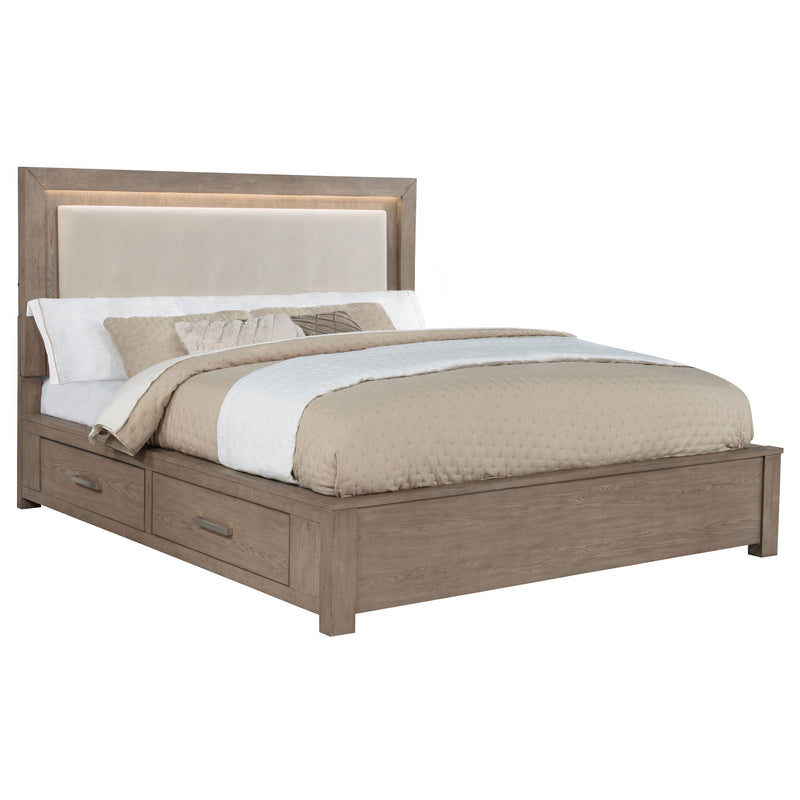 Gibbons - Cama con almacenaje y cabecero tapizado con luces LED