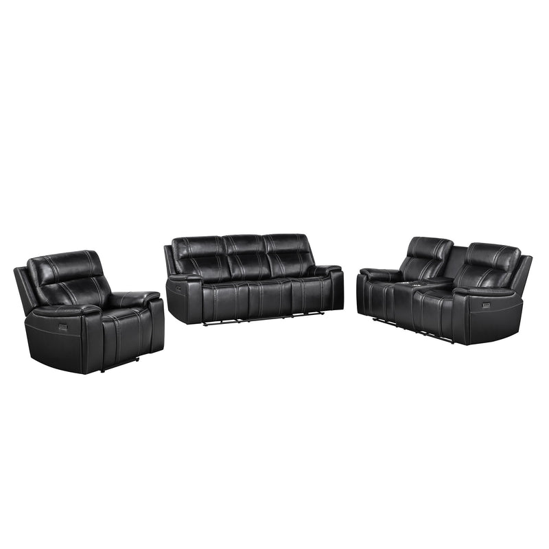 Gary - Power Recliner With Power Recline Motion, Pillow Top Arms, Hidden Cupholders - Black