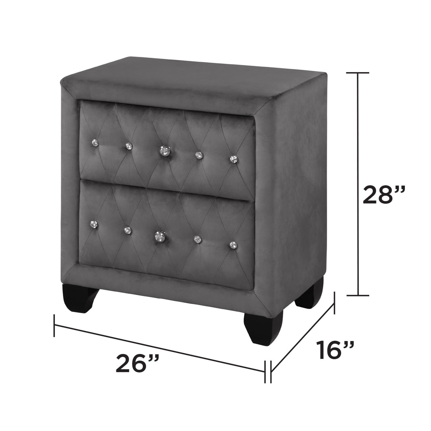 Sophia - 2 Drawer Nightstand - Gray