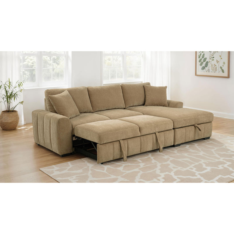 Logan - Sleeper Sectional Sofa With Right Arm Chaise - Camel