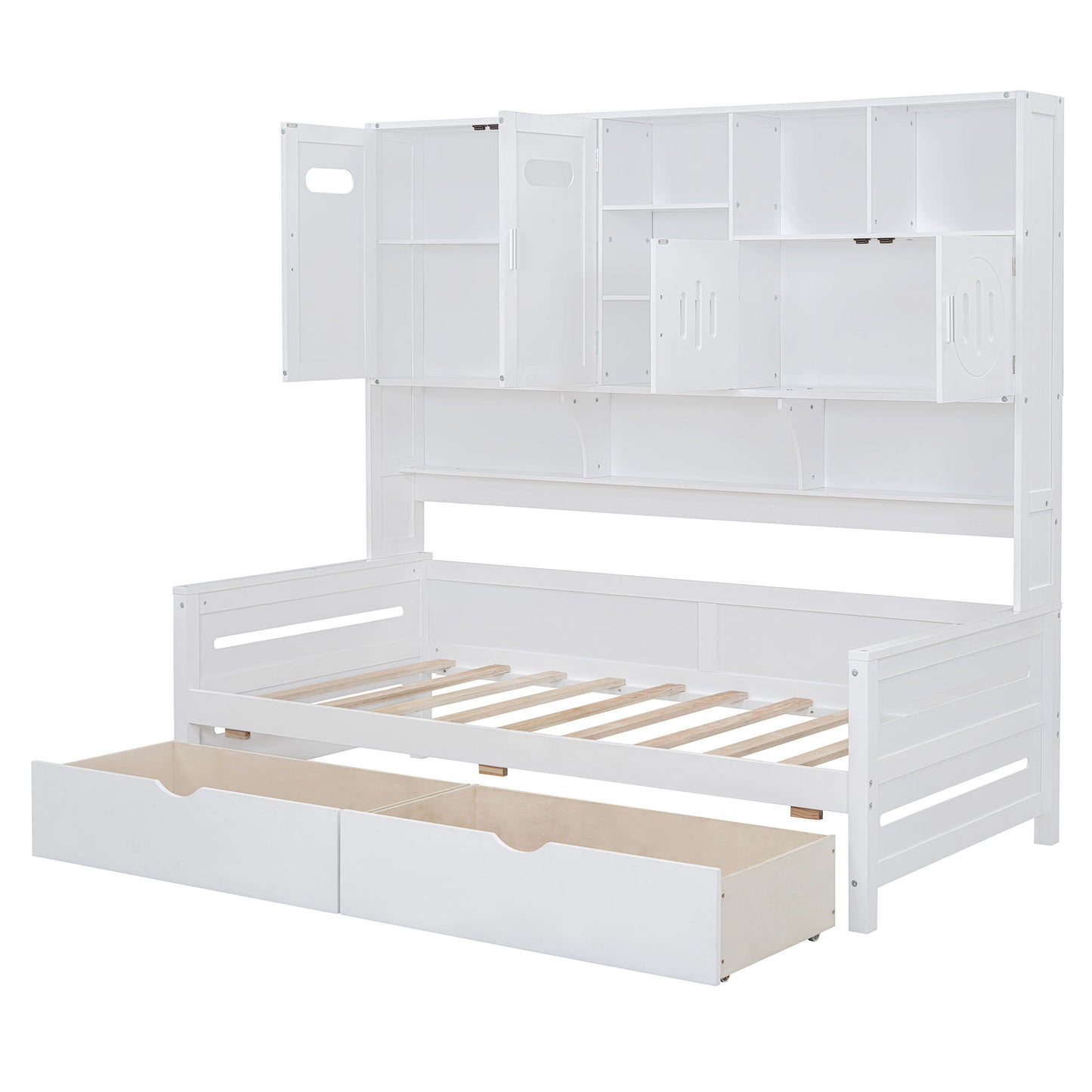 Daybed With All-In-One Cabinet And Shelf