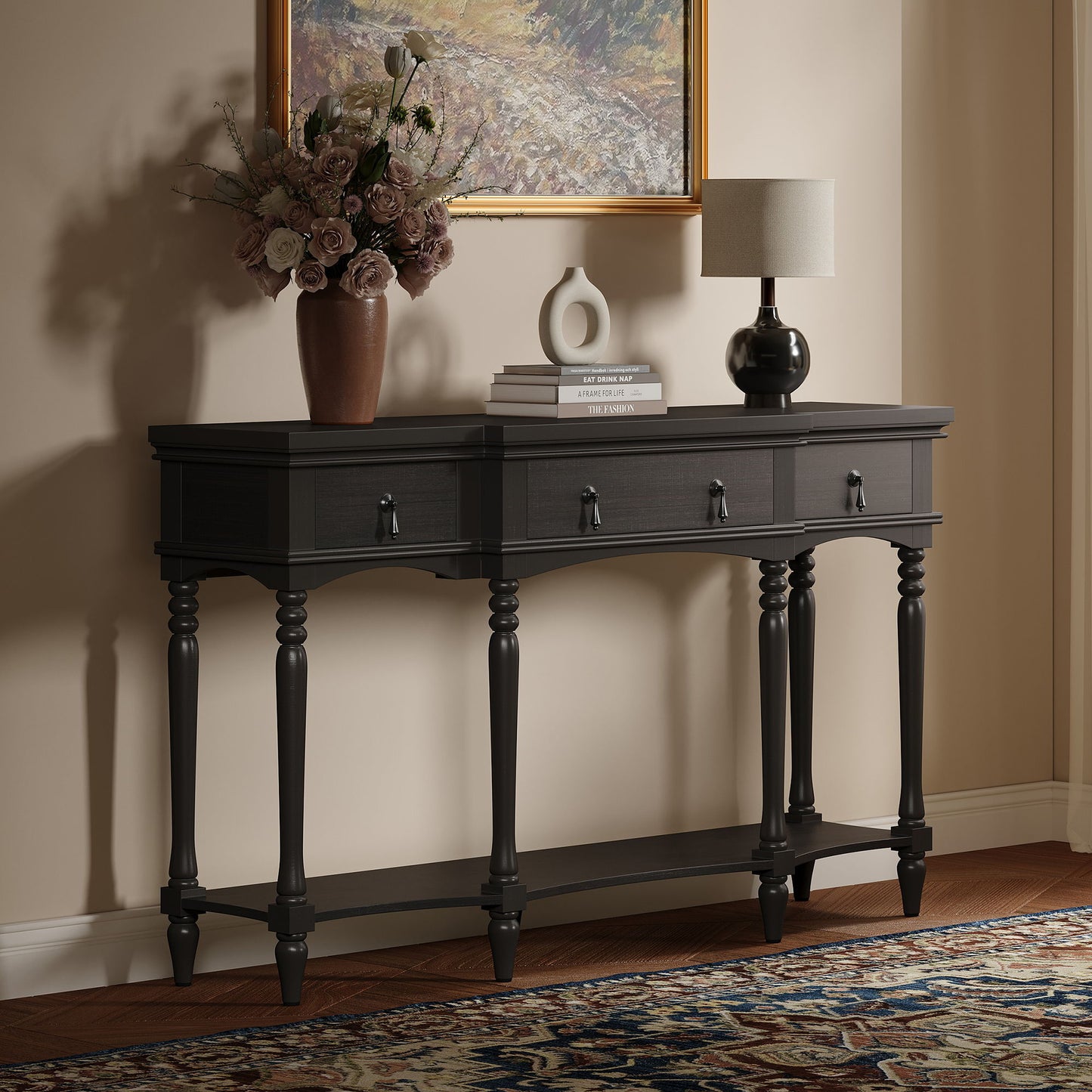 Retro Console Table With 3 Soft Close Drawers