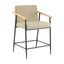Counter Stool Set With Espresso Metal Frame - Khaki