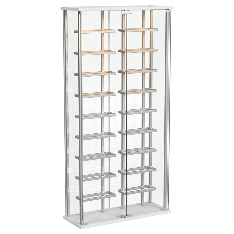 Wine Storage LED Curio Cabinet - Chrome