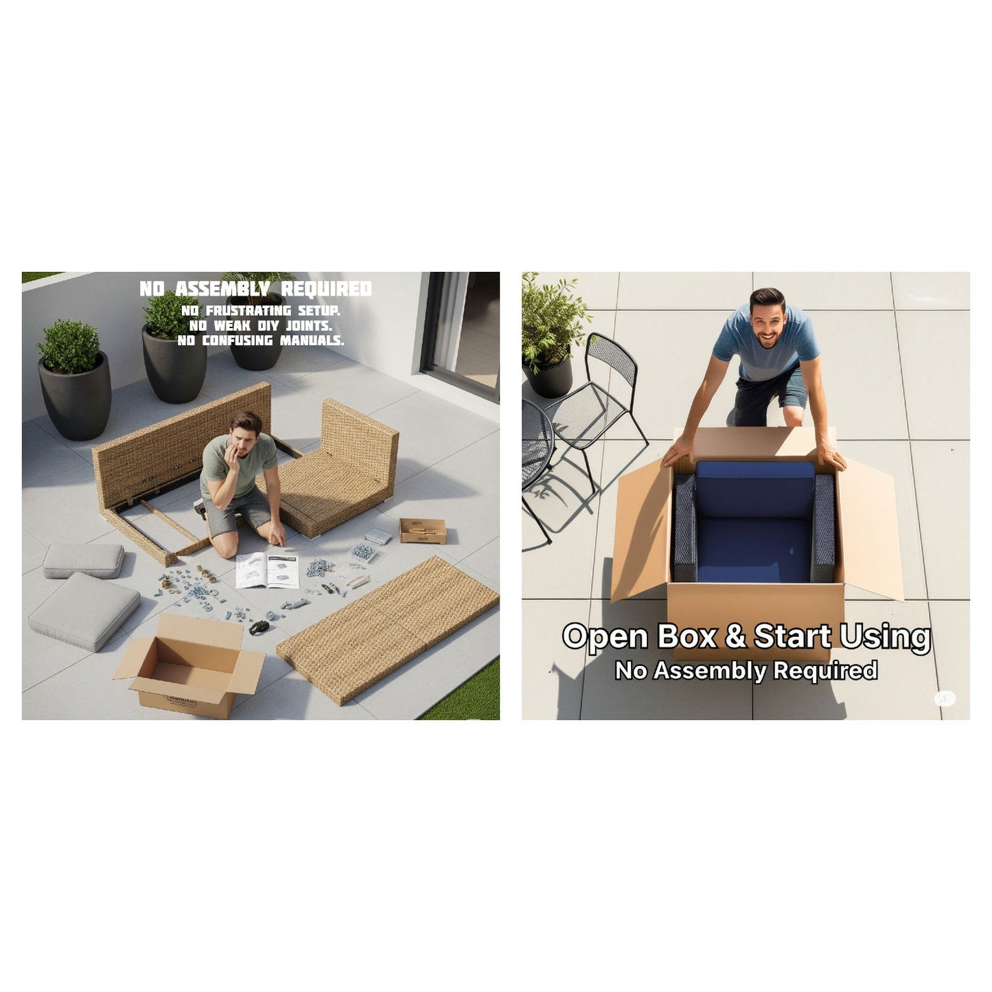 Outdoor Lounge Chairs With Cushions, Weather Resistant - Gray Mix