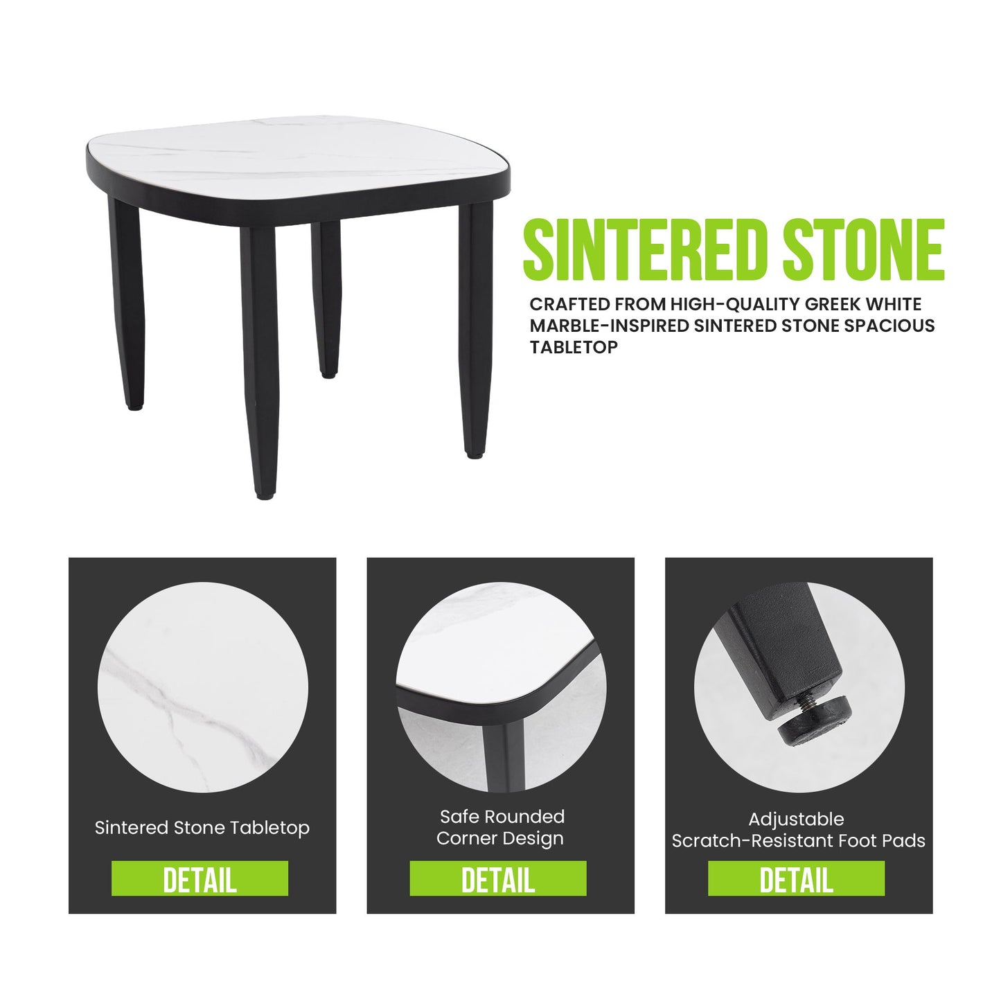 Outdoor Patio Furniture, Chat Set, Sunbrella Cushions And Side Table