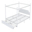 Queen Size Canopy Platform Bed With Upholstered Headboard And 2 Storage Drawers - White
