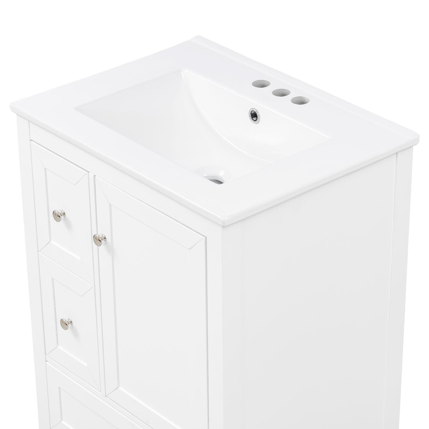 Modern Bathroom Vanity With Sink, Soft Close Drawers & Door, Storage Rack