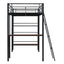 Loft Metal Bed With 3 Layers Of Shelves And Desk, Stylish Metal Frame Bed With board