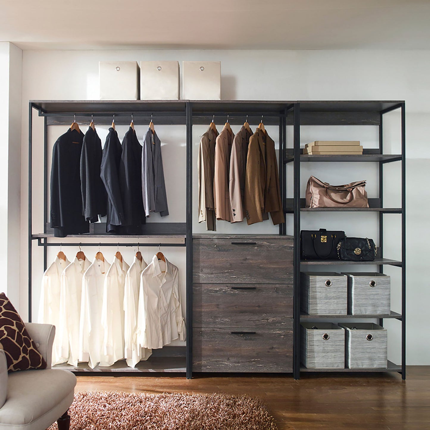 Monica - Walk-In Closet System With Spacious Storage - Gray