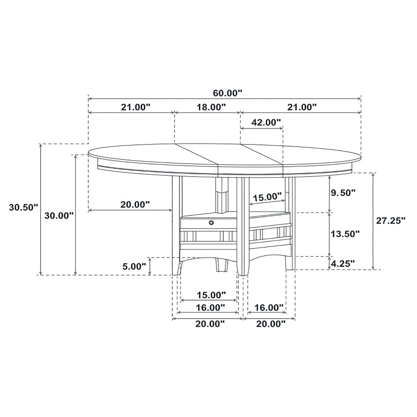 Lavon - Oval Extension Leaf Dining Table With Built In Storage - Gray