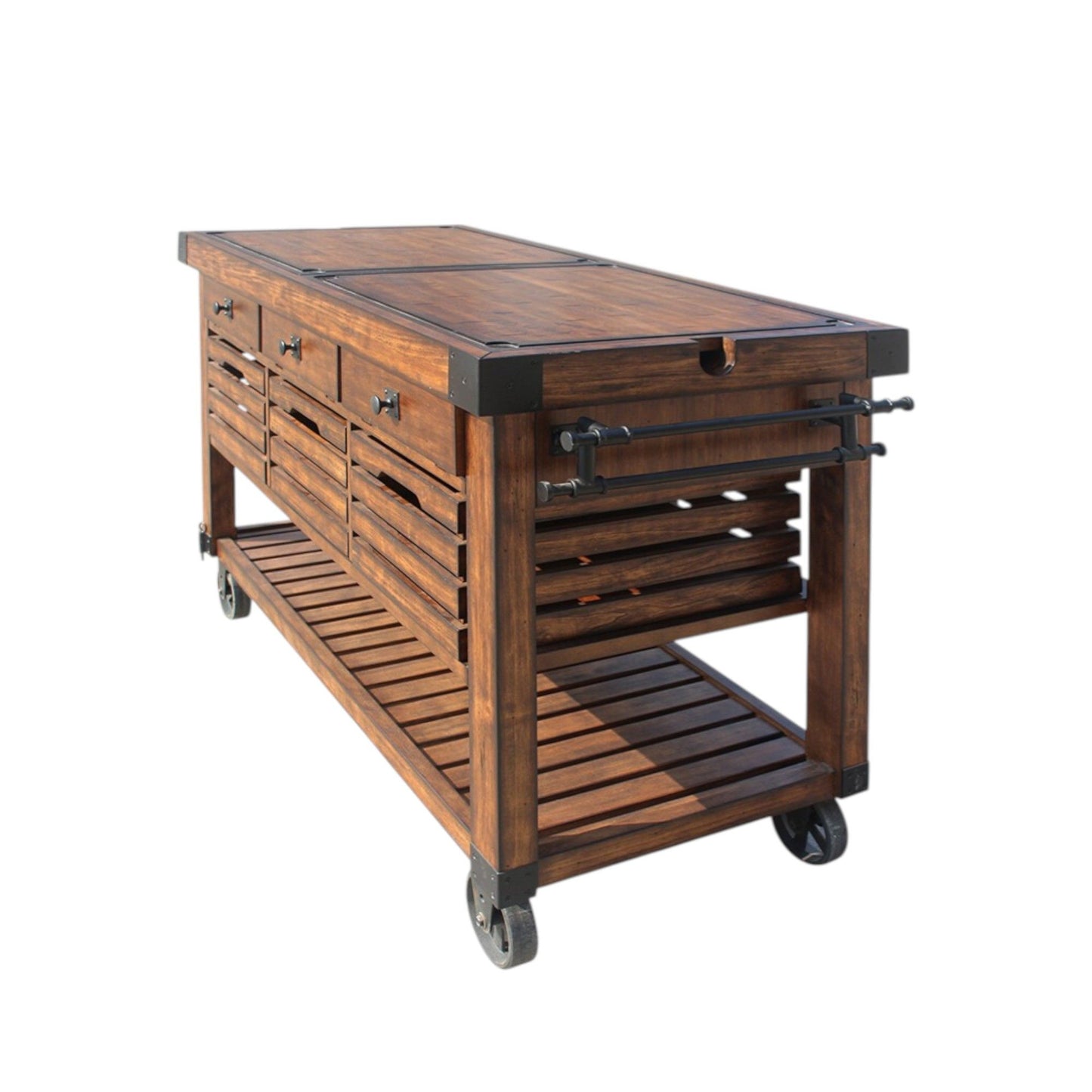 Kaif - Distressed Chestnut Kitchen Cart - Chestnut