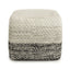Macie - Square Woven Outdoor / Indoor Pouf - Gray / White