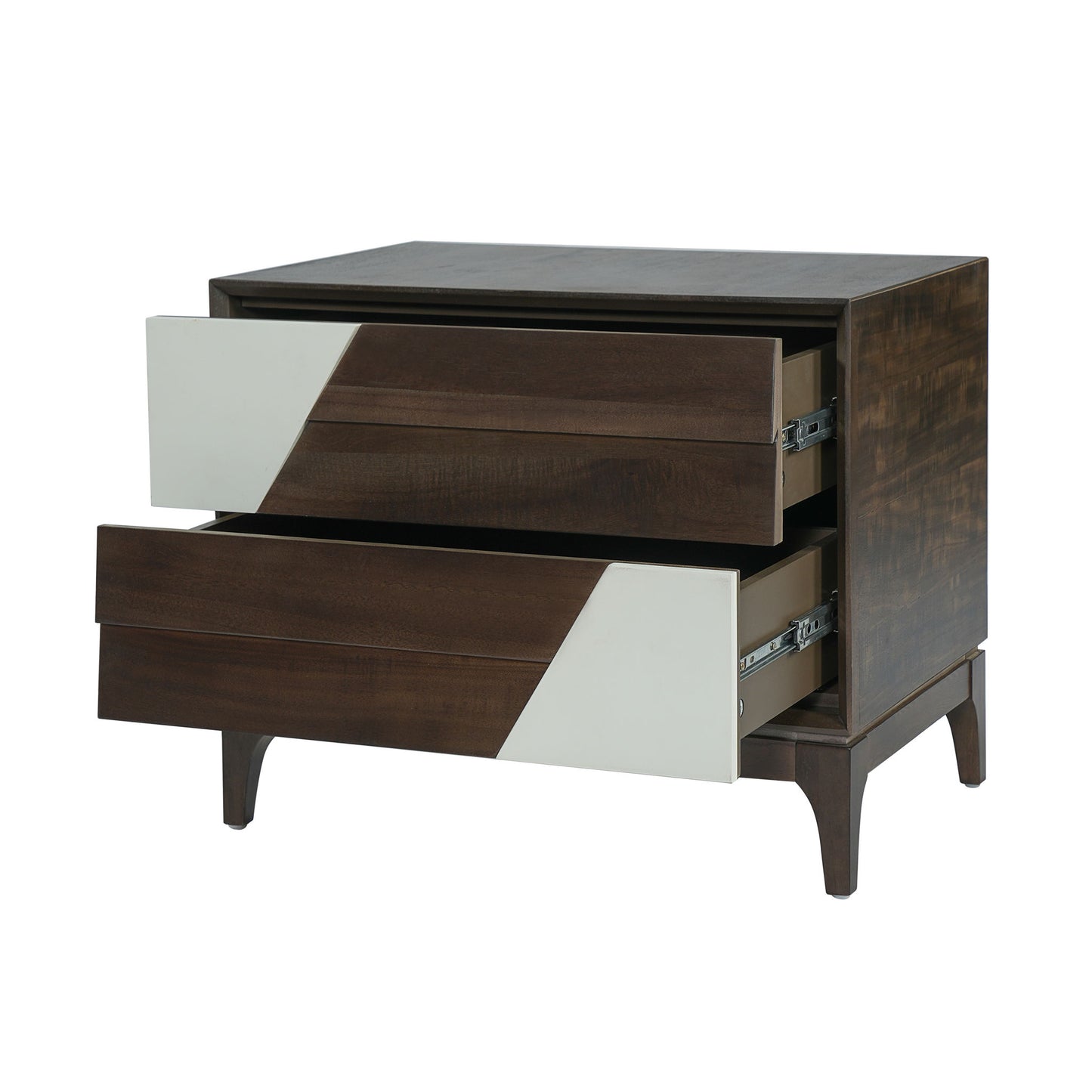 Japandi 2 Drawer Nightstand With Geometric Design