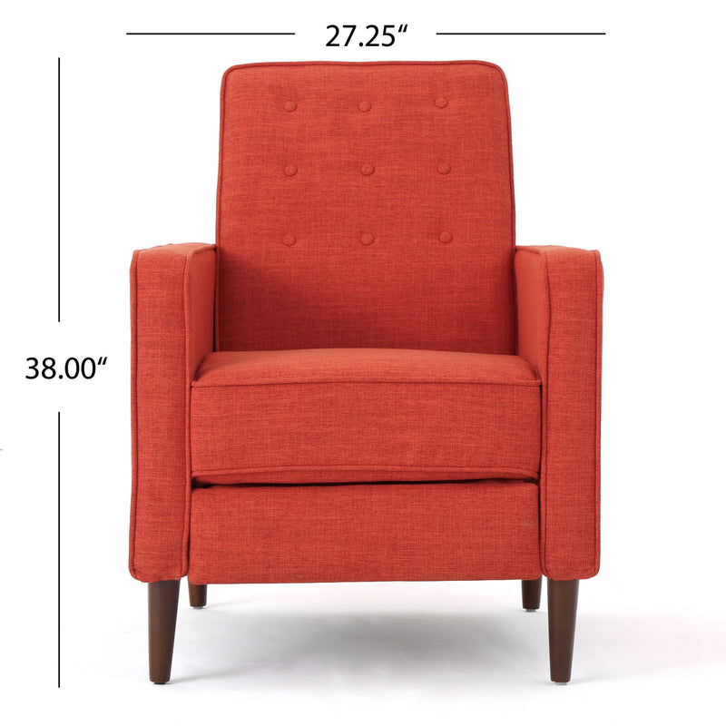 Mid-Century Modern Recliner With Button Tufted Waffle Stitch