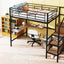 Loft Bed With Desk And Grid, Stylish Frame With Lateral Storage Ladder And Wardrobe