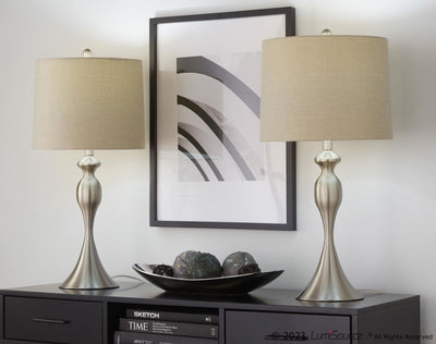 Ashland - Contemporary Table Lamp (Set of 2) - Nickel / Light Gray