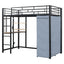 Loft Bed With Desk, Shelves, Power Outlet, LED Light And Wardrobe