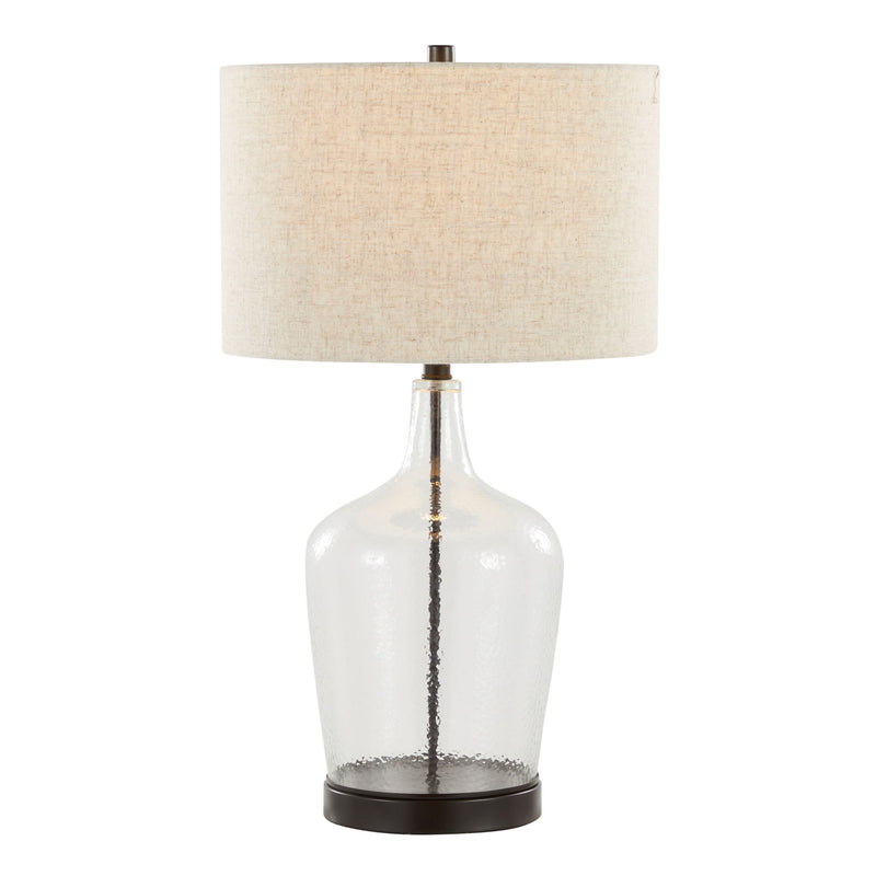 Botella - Contemporary Table Lamp Built In USB Port (Set of 2) - Clear / Oil Bronze / Natural