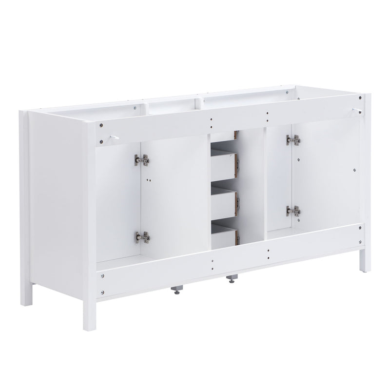 Bathroom Vanity Cabinet Only, Soft Close Doors & Drawers, 4 Drawers & 2 Double Door Cabinets - White