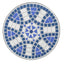 Outdoor Round Side Table With Mosaic Style Top And Curved Iron Legs - Blue / Matte Black