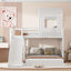 Loft Bunk Bed With Playhouse, Farmhouse, Ladder, Slide And Guardrails