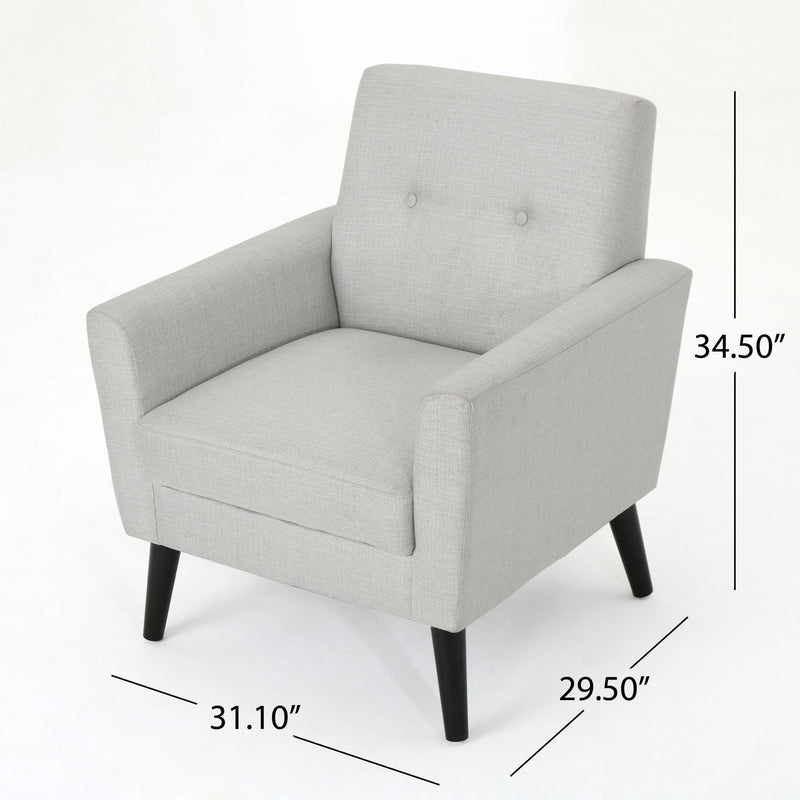 Radiantize - Upholstered Fabric Club Chair With Square-Off Back And Button Tufted - Light Gray