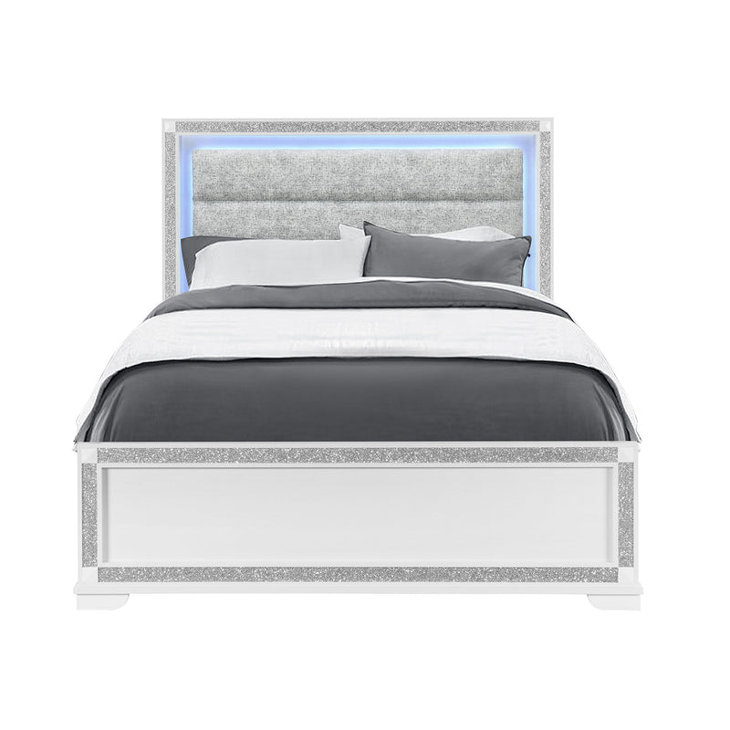 Soulmarie - Bed With LED Lighting And Padded Headboard