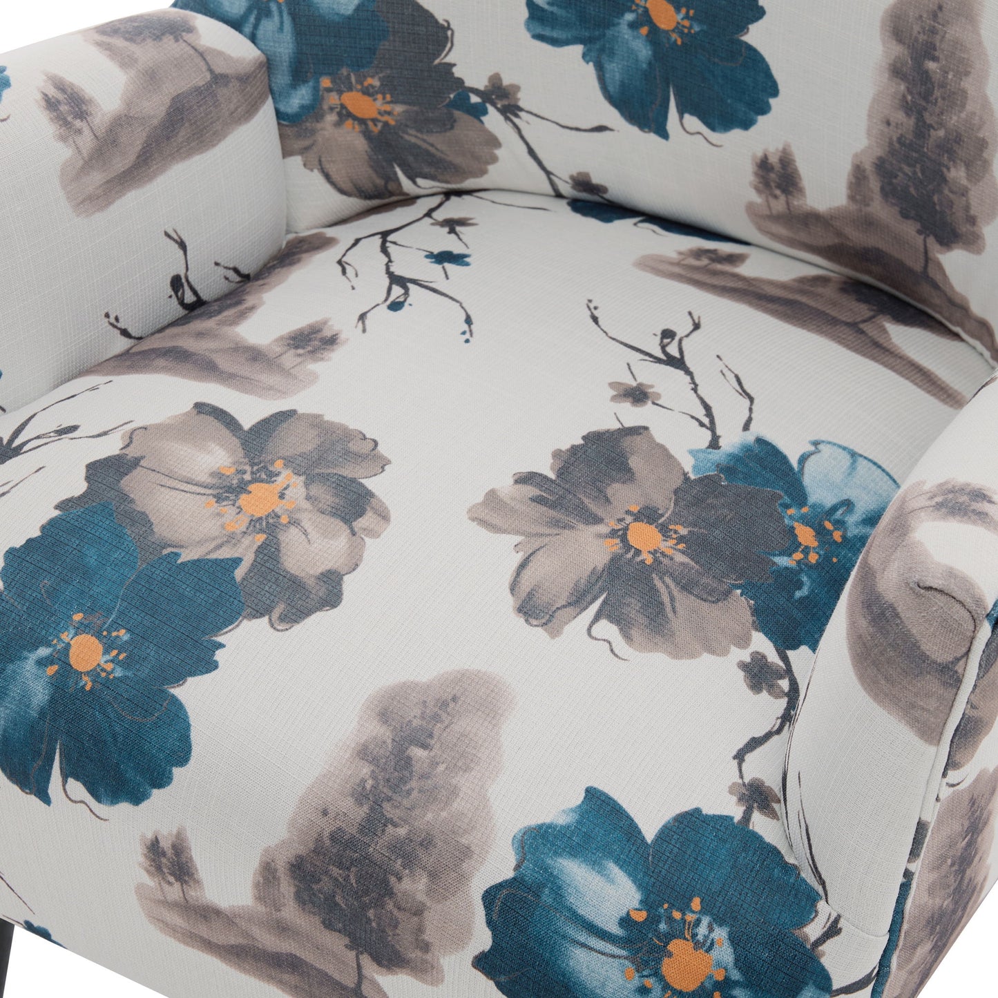 Armchair With Round Arm - White / Blue