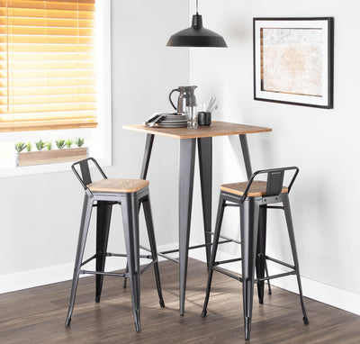 Oregon - Industrial Low Back Barstool (Set of 2) - Black