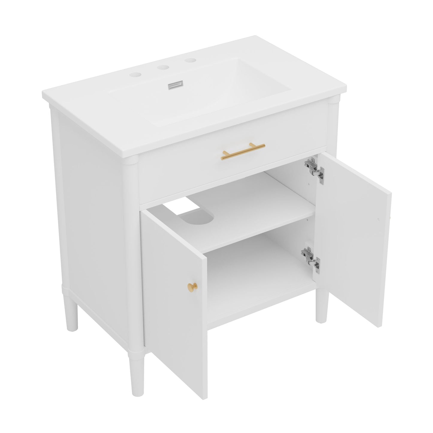 Bathroom Vanity With Sink, Soft Close Doors And Adjustable Shelf