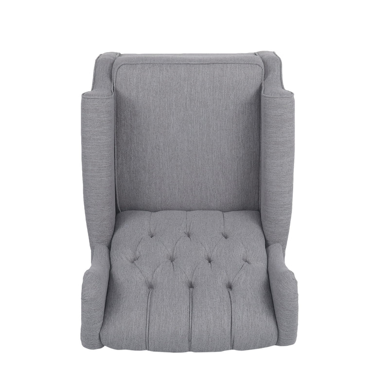 Sheila - Contemporary Fabric Tufted Wingback Rocking Chair - Gray