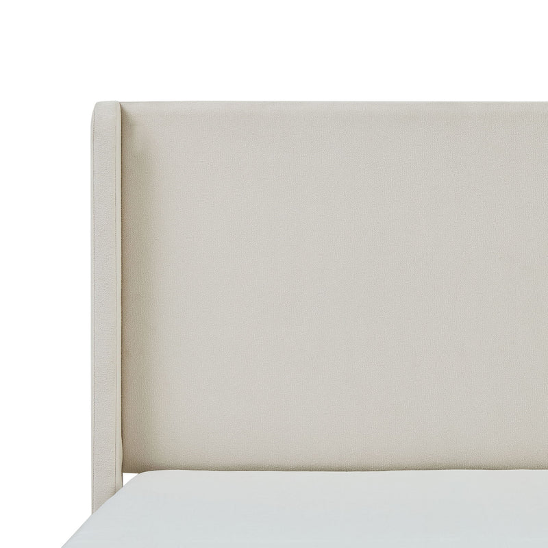 Carmen - King Size Upholstered Wingback Bed - Ivory