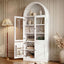Tall Arched Top Storage Cabinet With 5 Tier Shelves, Soft Close Hinges