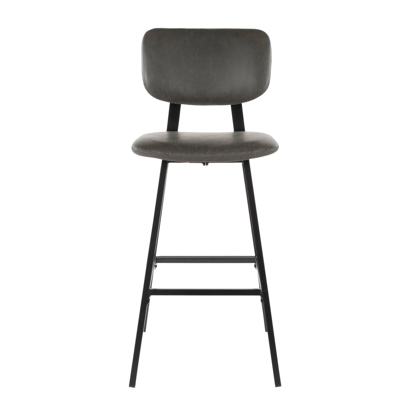 Foundry - Contemporary Barstool Zig Zag Stitching (Set of 2) - Black / Gray