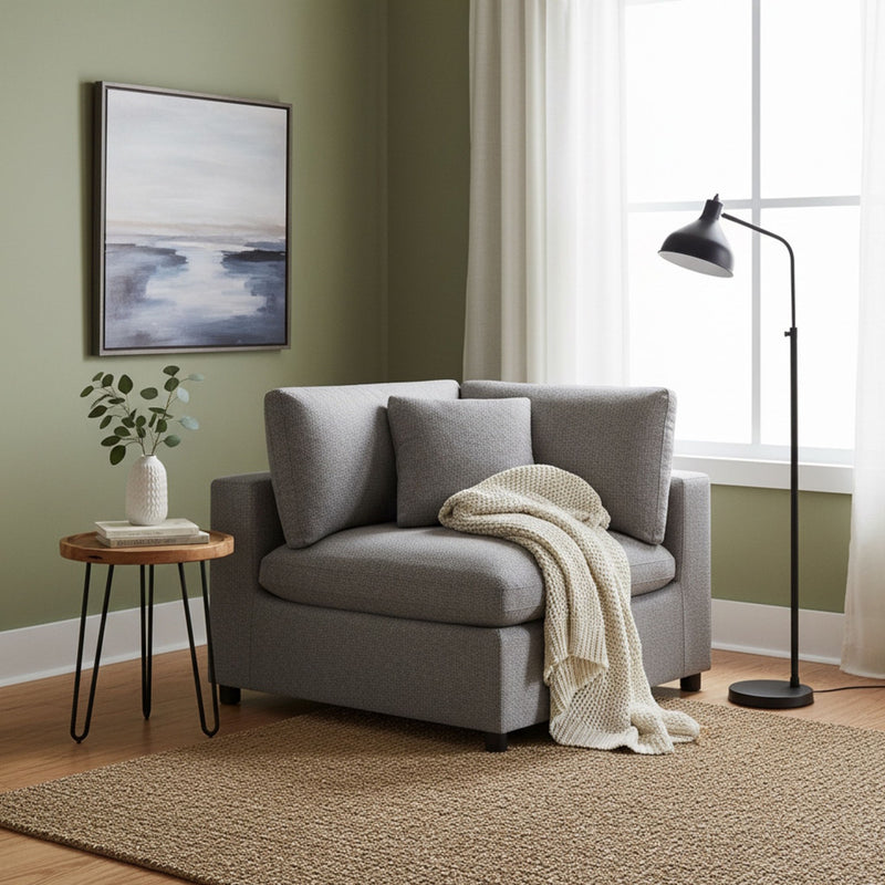 Cassandra - Corner Wedge Chair - Charcoal Gray