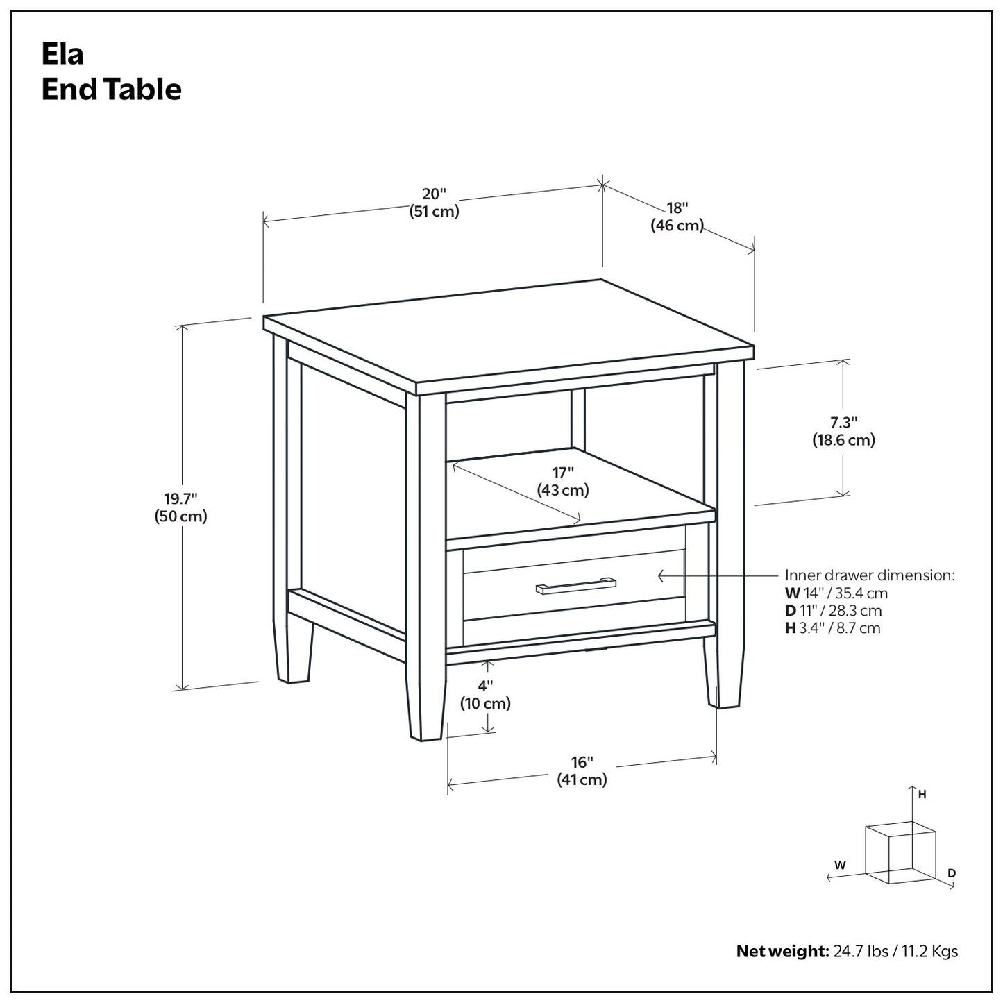 Ela - End Table - Brown