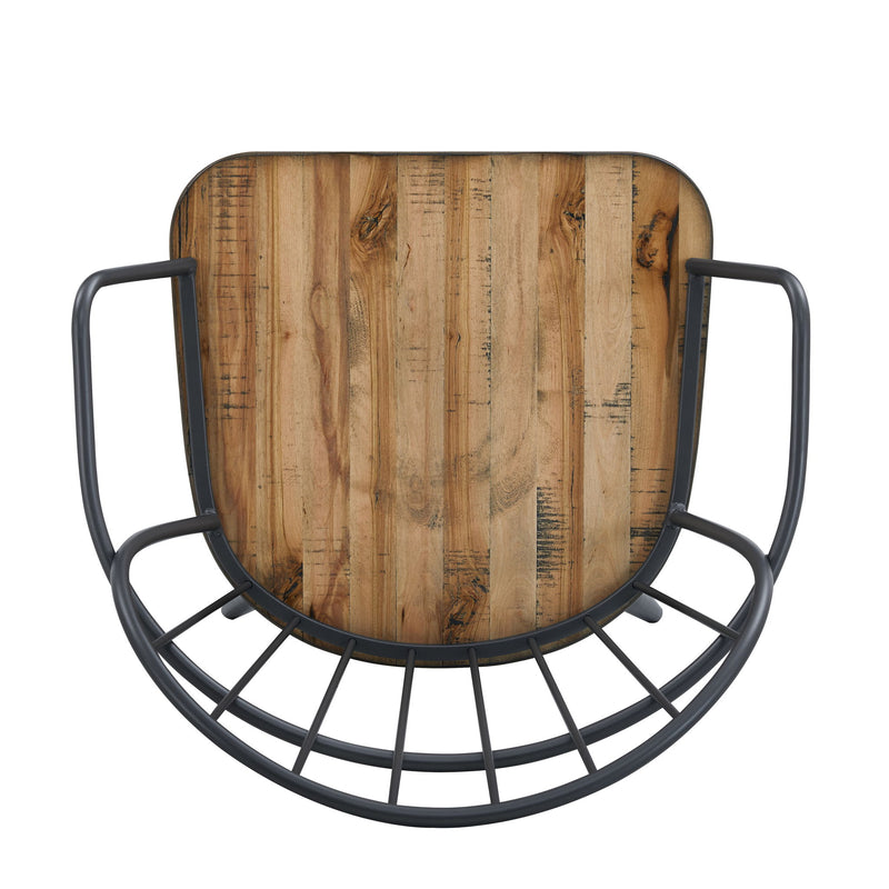 Silla de comedor industrial con patas de metal y abedul (Juego de 2) - Negro / Natural