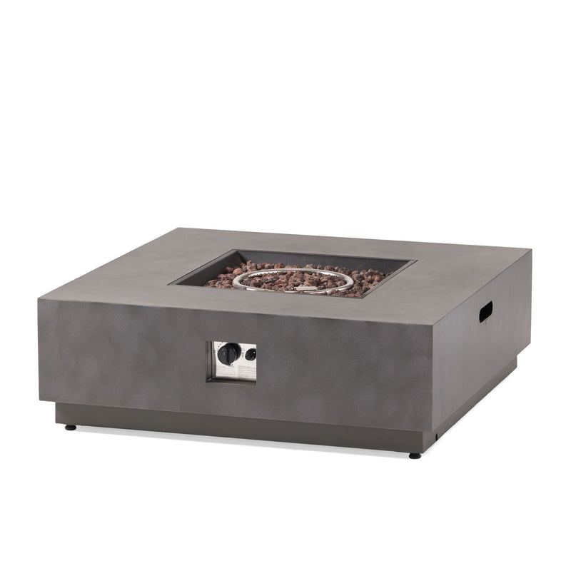 Modern Square Iron Fire Pit 50, 000 Btu - Stone Gray