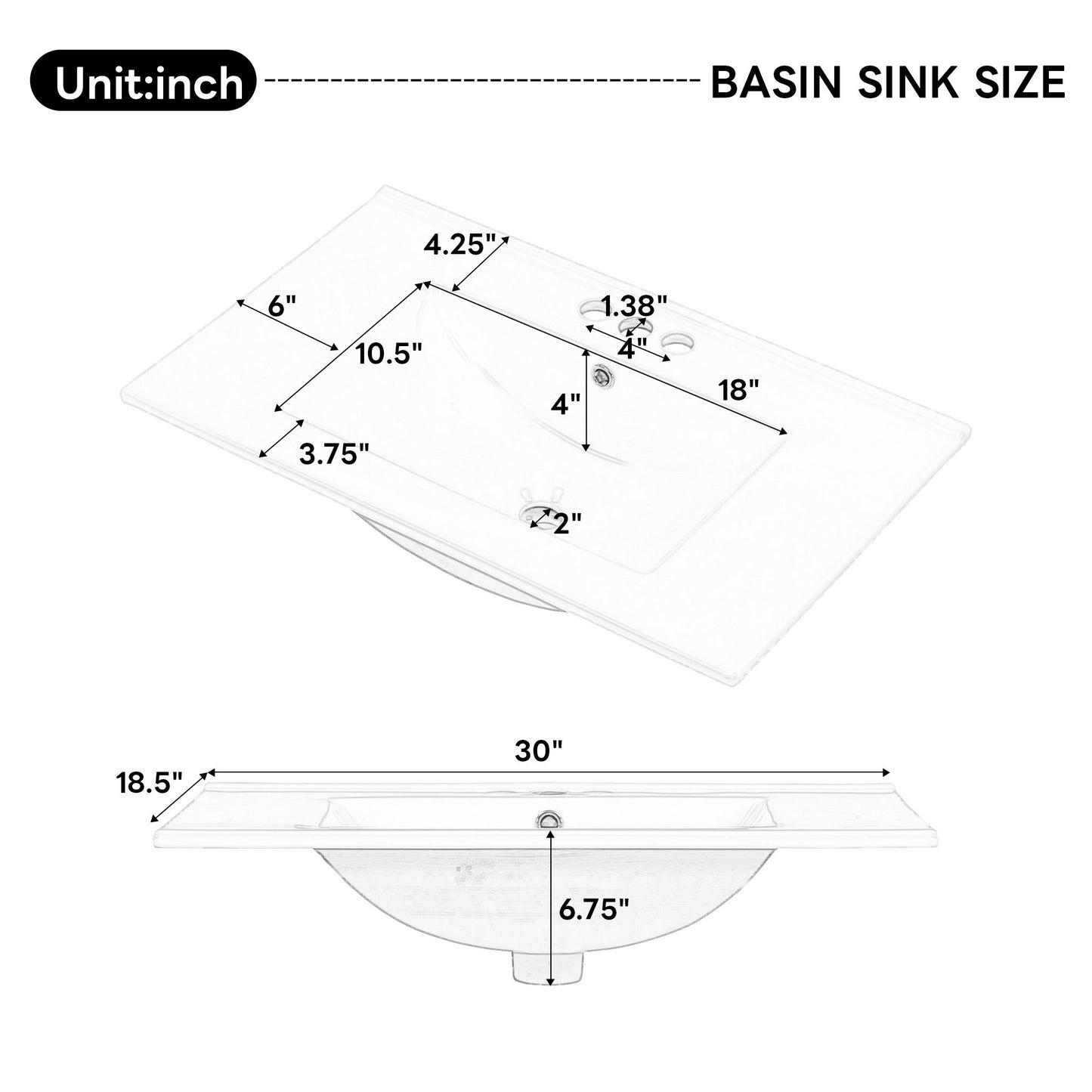 Freestanding Bathroom Vanity With Sink, Soft Close Doors & Drawers, Ample Storage - Wood