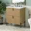 Fluted Bathroom Vanity With Ceramic Sink, Freestanding Design