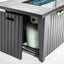 Morden Steel Fire Pit Table With Marble Tile Tabletop, Glass Wind Guard And Lid